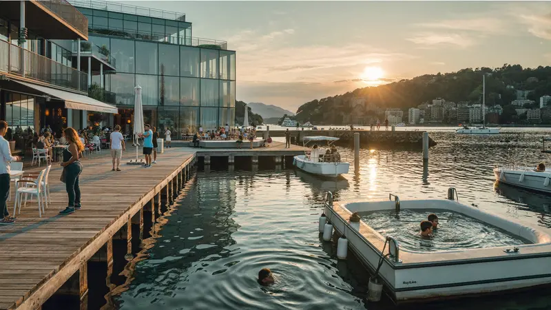 Aker Brygge and Tjuvholmen waterfront in Oslo on a bright summer evening